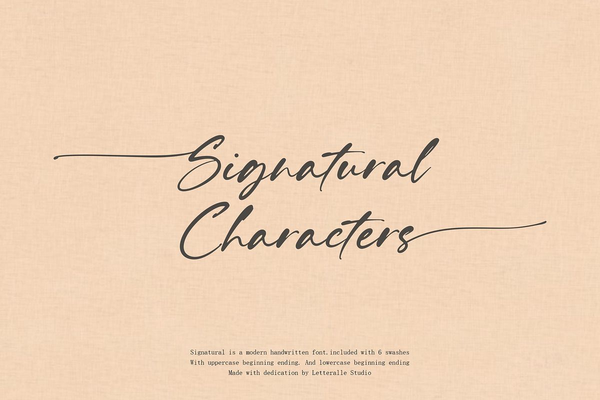 Signatural Handwritten Script Font, a Script Font by Letteralle Studios (Photo 4 of 9)