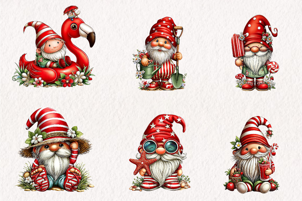 Watercolor Beach Gnome Clipart, an Illustration by CreationArt (Photo 6 of 7)