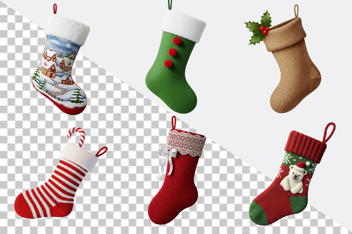 Watercolor Christmas Stocking Clipar, an Illustration by SVGArt (Photo 5 of 8)