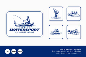 Watersport Vector Illustrations