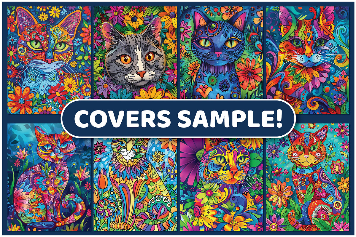200 Flower Cat Coloring Pages, an Animal Illustration by BrightMart (Photo 2 of 3)