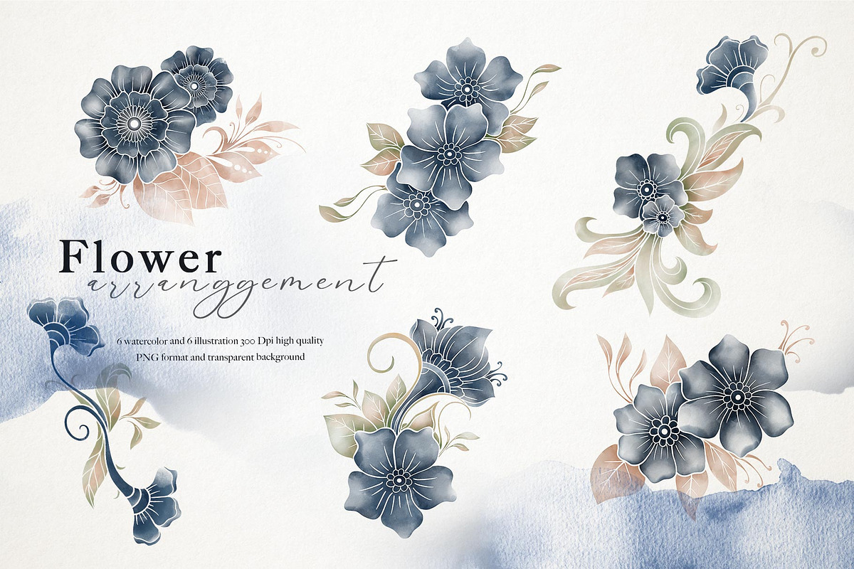 Nautical Floral & Mandala Watercolor, a Decorative Illustration by Papatongartist (Photo 3 of 11)