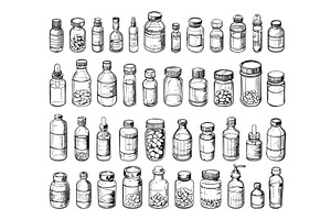 Doodle style set of various medicine, an Object Illustration by LadadikArt