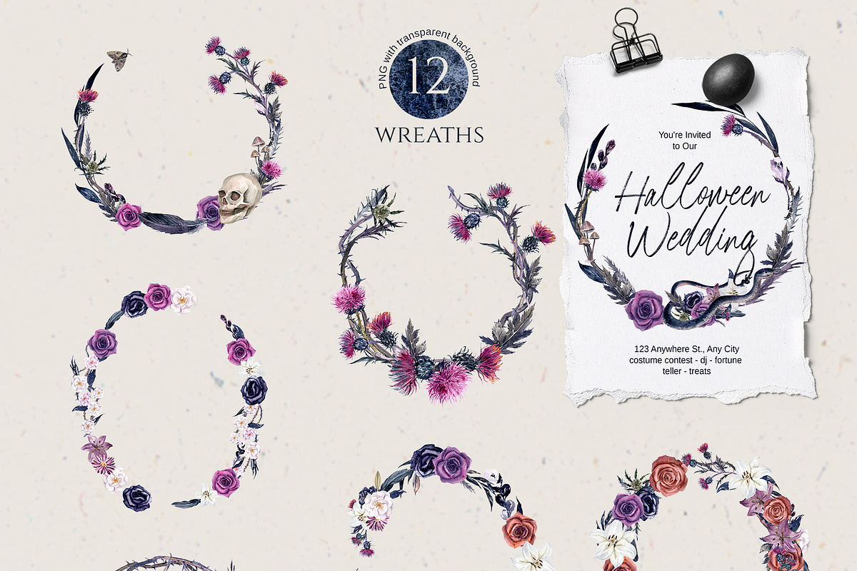 Gothic Halloween Watercolor Set, a Decorative Illustration by Elena Dorosh (Photo 7 of 19)
