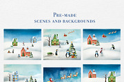 Watercolor Winter Penguin Village, an Illustration by Navenzeles (Thumbnail 9 of 11)