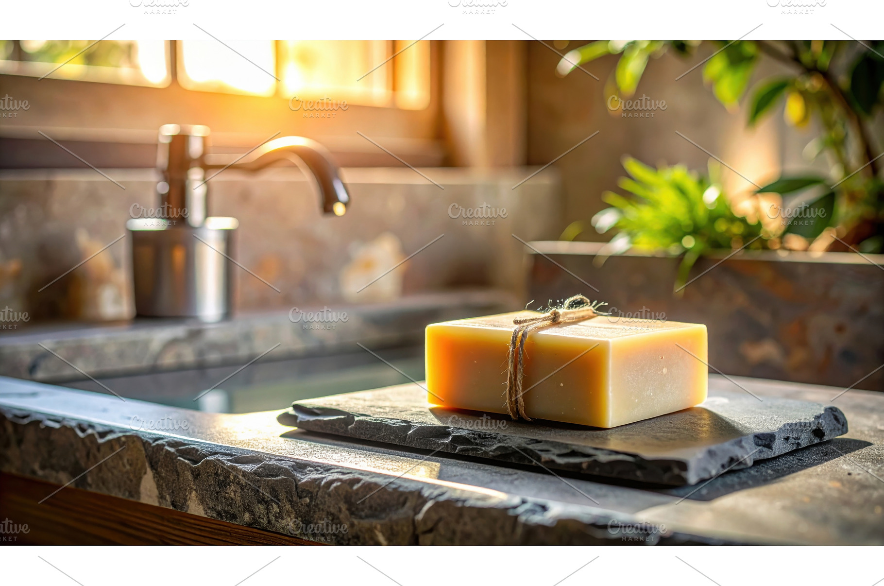 Handmade bar of soap tied with twine, a Nature Photo by Igor Tichonow