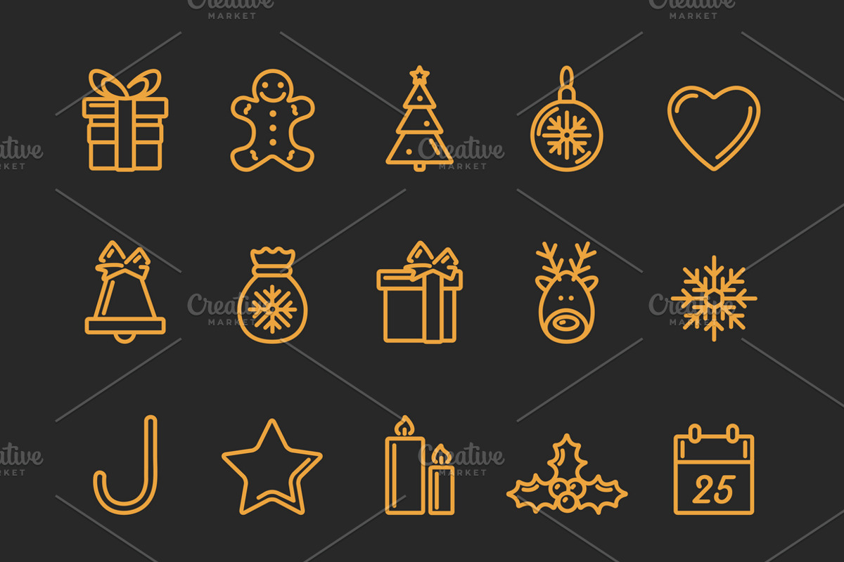Christmas Card, 20 Icons and Pattern, a Card Template by Snitovets (Photo 2 of 3)