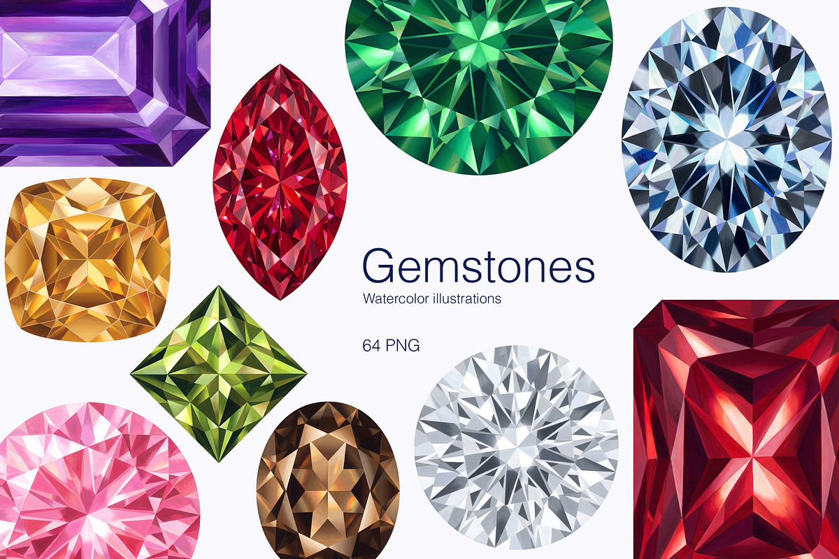 Gemstone Graphics Set, an Object Graphic by Polli Deeva (Photo 1 of 11)