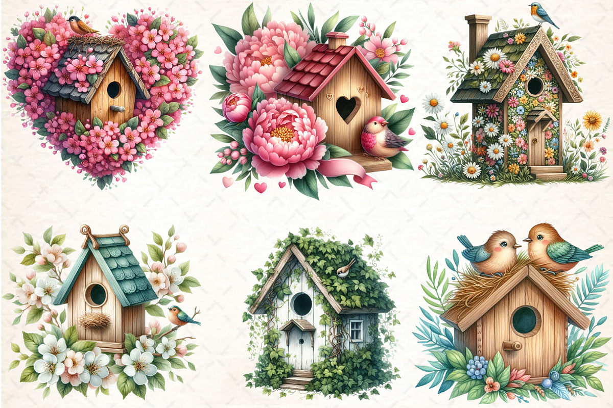 Spring Bird House ClipArt's, an Illustration by DreamCafeArt (Photo 3 of 5)