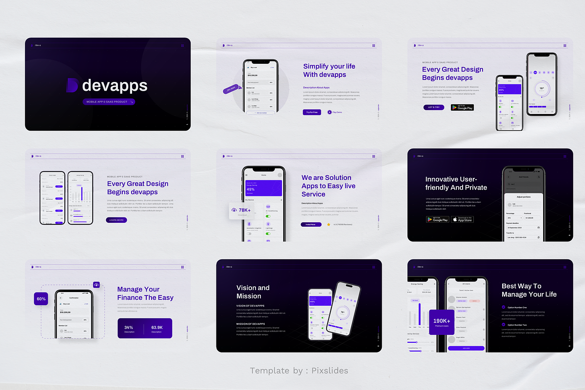App Saas Keynote Presentation, a Presentation Template by Pixslides (Photo 2 of 5)