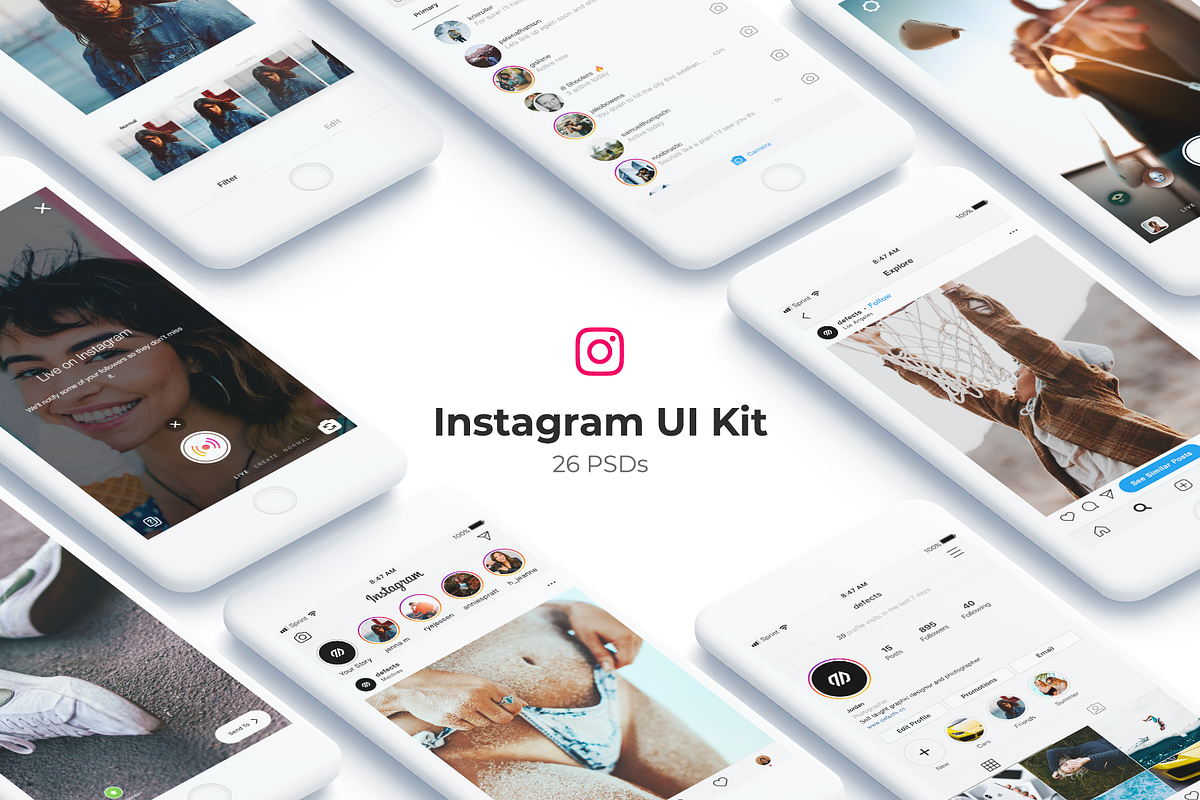Instagram UI Kit, a Social Media Template by Defects (Photo 1 of 2)