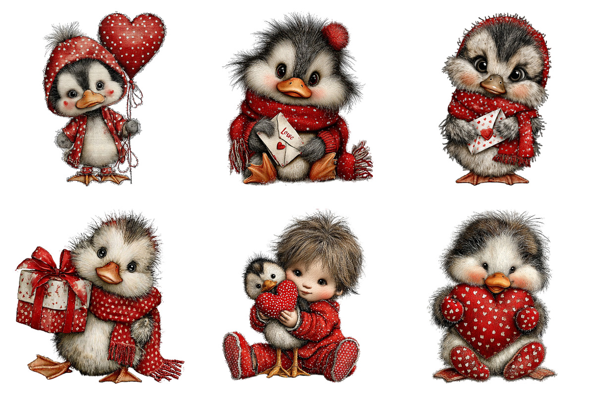 Cute Baby Duck Valentine Clipart, an Illustration by SinaCreation (Photo 3 of 11)