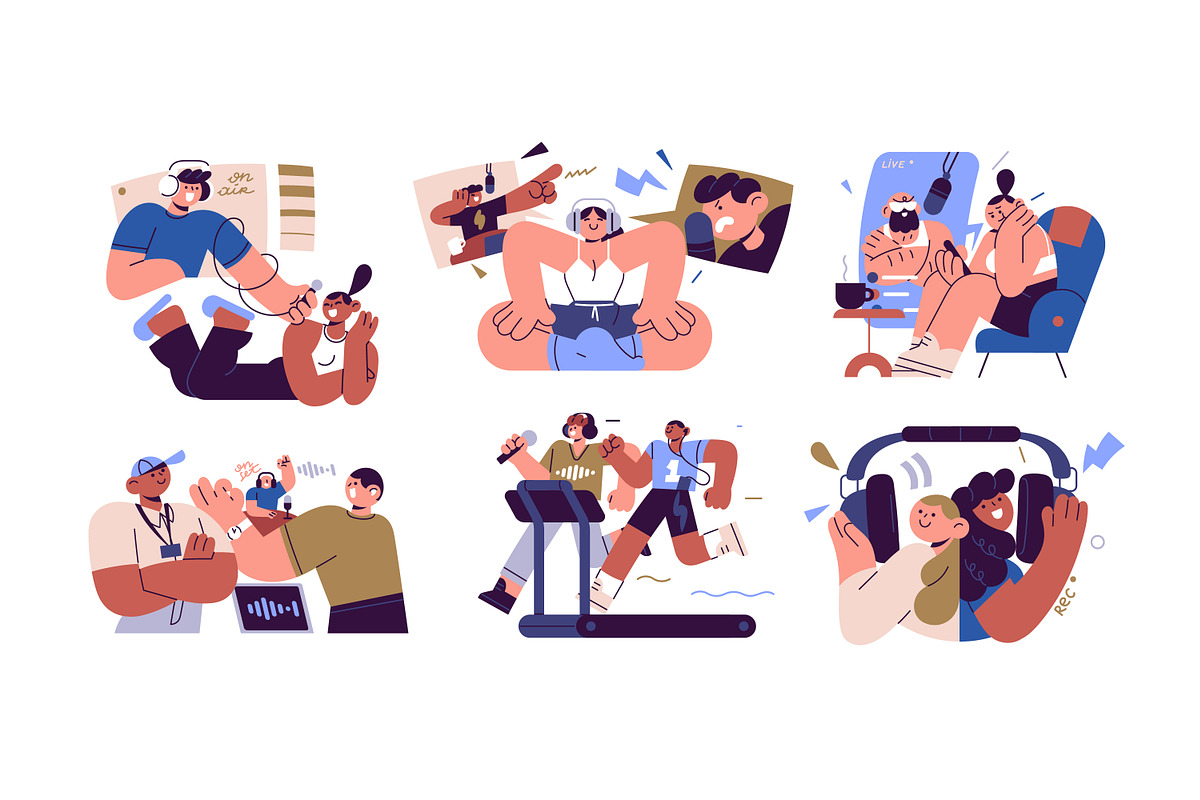 Listening to audio podcast concept, a Person Illustration by PaperTrident (Photo 1 of 7)