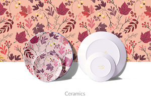 Seamless Autumn Leaves Pattern Set