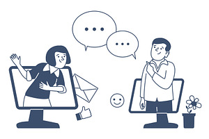 People online communication, a Technology Illustration by LadadikArt