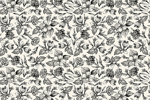 Butterfly Flowers Carnation Seamless