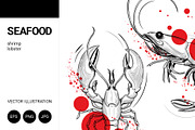 Seafood. Shrimp and lobster., an Animal Illustration by VitalinaGofman (Thumbnail 1 of 13)