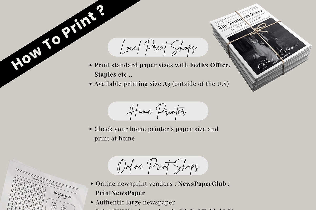 Wedding Newspaper Template, an Invitation Template by PixelBloomClub (Photo 6 of 6)