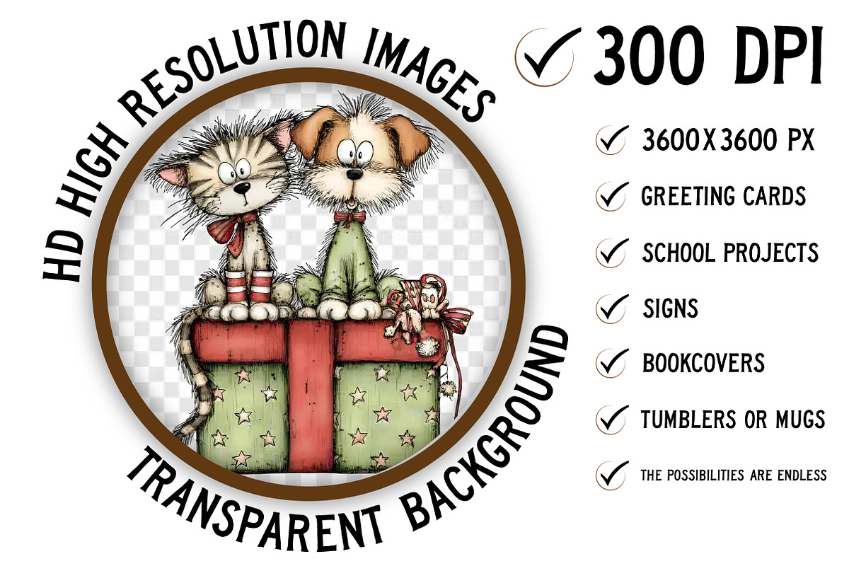 Whimsical Christmas Cats And Dogs, an Illustration by Craft Nest (Photo 3 of 8)