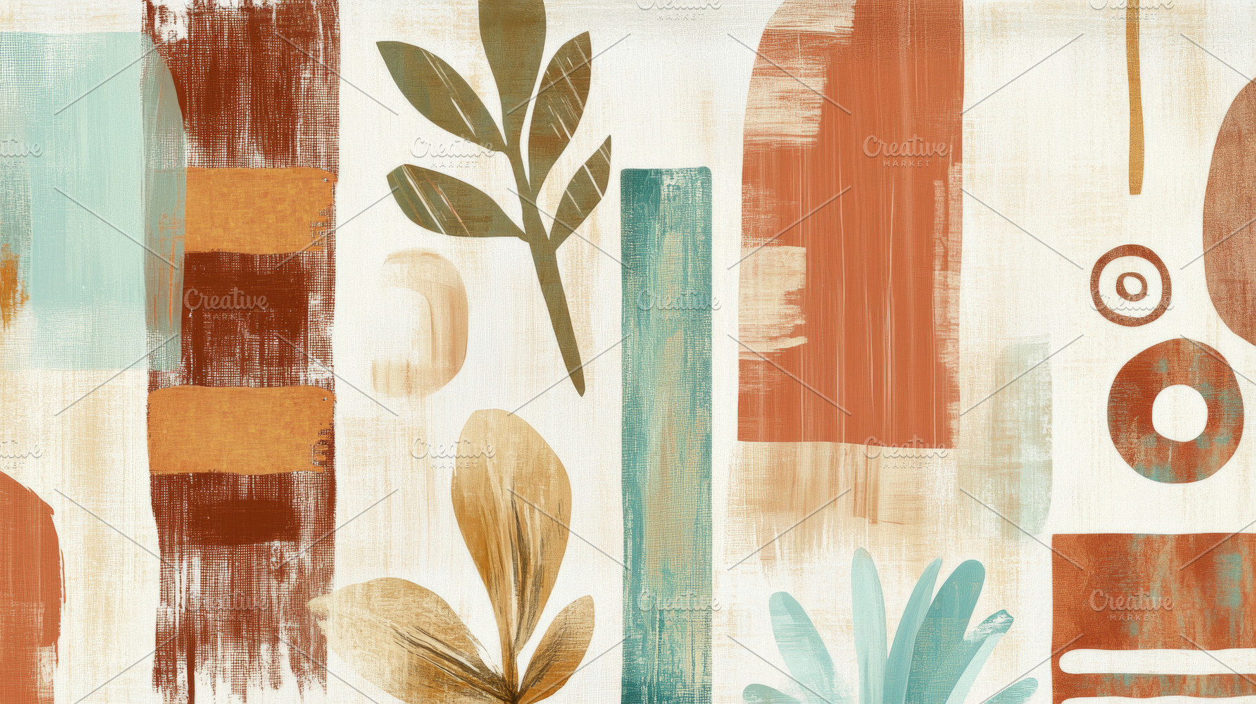 Abstract botanical shapes in earthy, a Photo by Dvoevnore photos