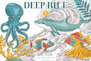 Deep Blue Illustrations #2, an Animal Illustration by GVGraphics (Thumbnail 1 of 12)