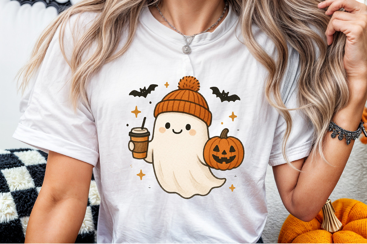 Cute Ghost Coffee Pumpkin Halloween, an Illustration by Sublimation Artist (Photo 4 of 9)