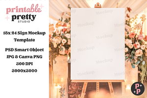 Chic Garden Wedding Sign Mockup PSD, a Product Mockup by Printable Pretty Studio