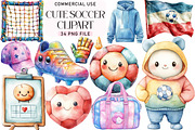 Watercolor Cute Soccer Clipart, an Illustration by Daily.Designs (Thumbnail 1 of 5)