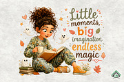 Cute Girl Reading Book PNG, a Seasonal Illustration by Craft Nest (Thumbnail 1 of 3)