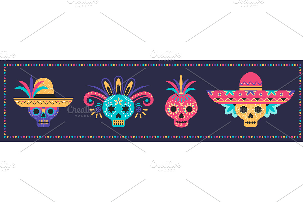 Mexican Day of the Dead sugar skull, an Object Illustration by art PVP - market