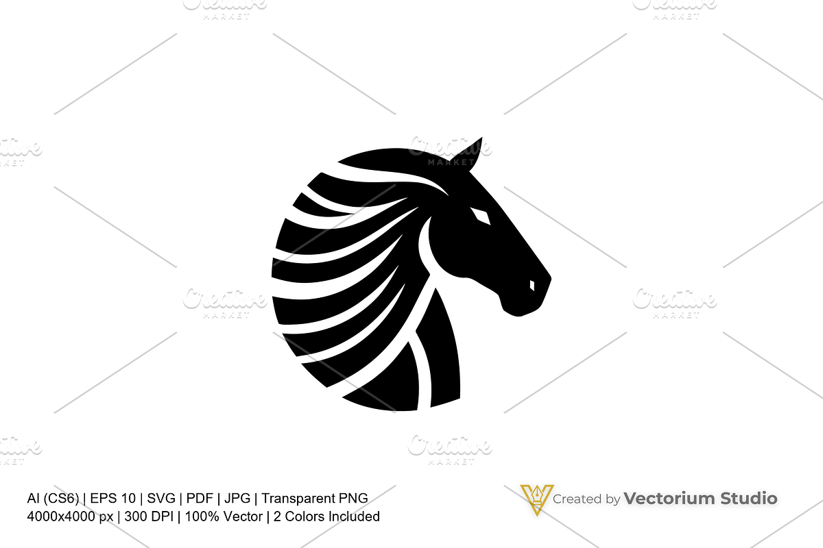 Horse Head Minimal Logo, a Branding & Logo Template by Vectorium Studio (Photo 1 of 3)