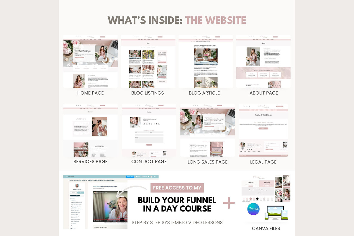 Systeme.io Blush Branding Blog, a Landing Page Template by Hayley's Digital Hub (Photo 2 of 10)