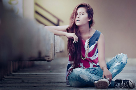 Portrait of a beautiful girl featuring adult, at, and attractive, a Person Photo by bastera