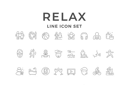 Set line icons of relax, an Outline Icon by motorama