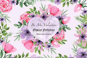 Valentine's Day Watercolor Clipart 