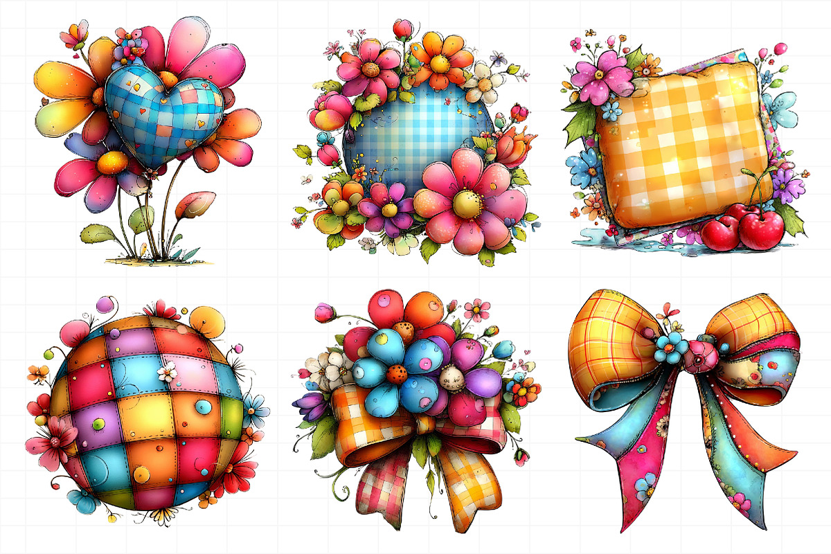 Whimsical Spring Gingham Clipart, an Illustration by Daily.Designs (Photo 4 of 7)