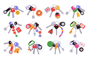 Home keys with cute keychains, an Object Illustration by winwin.art