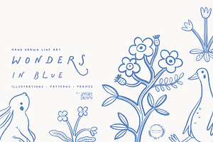 WONDERS IN BLUE. Line art, a Decorative Illustration by annartdreams