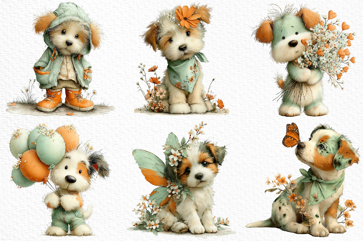 Whimsical Spring Dogs Clipart, an Illustration by Craft Nest (Photo 4 of 11)