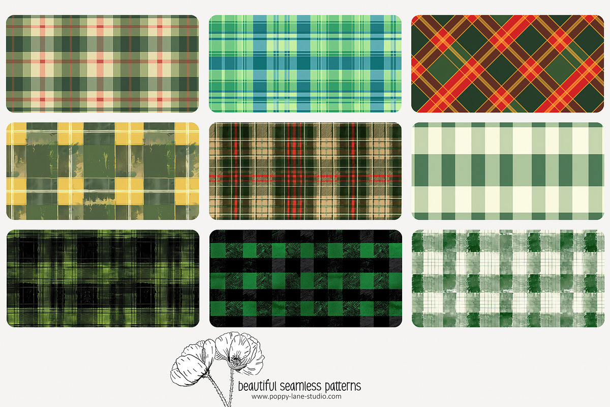 80 green plaid seamless pattern, a Pattern Graphic by Poppy Lane Studio (Photo 9 of 11)