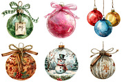 Christmas Baubles Clipart, an Illustration by Watercolor design (Thumbnail 4 of 4)