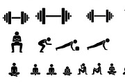Fitness Workout Silhouette Icon Set, an Illustration by musafir_fashion (Thumbnail 2 of 51)
