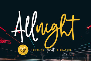 Allnight - Modern Handwritten Font, a Script Font by Airotype
