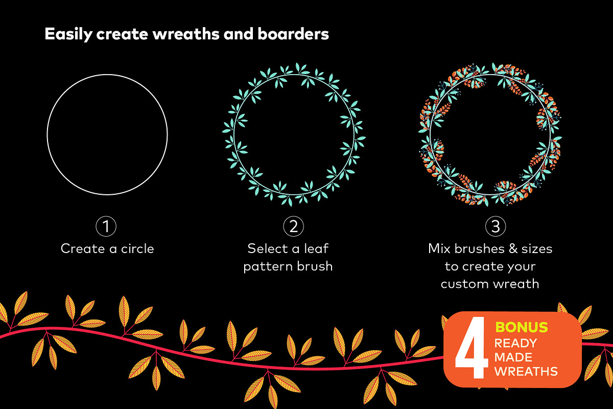 Leaf pattern brushes | illustrator preview 3