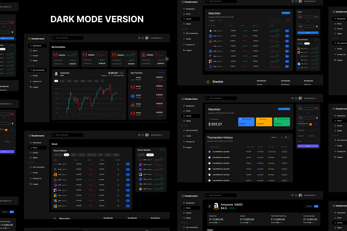 Trading Stock Market Dashboard Platf, an UI Kit Template by Pixel Blend (Photo 4 of 7)