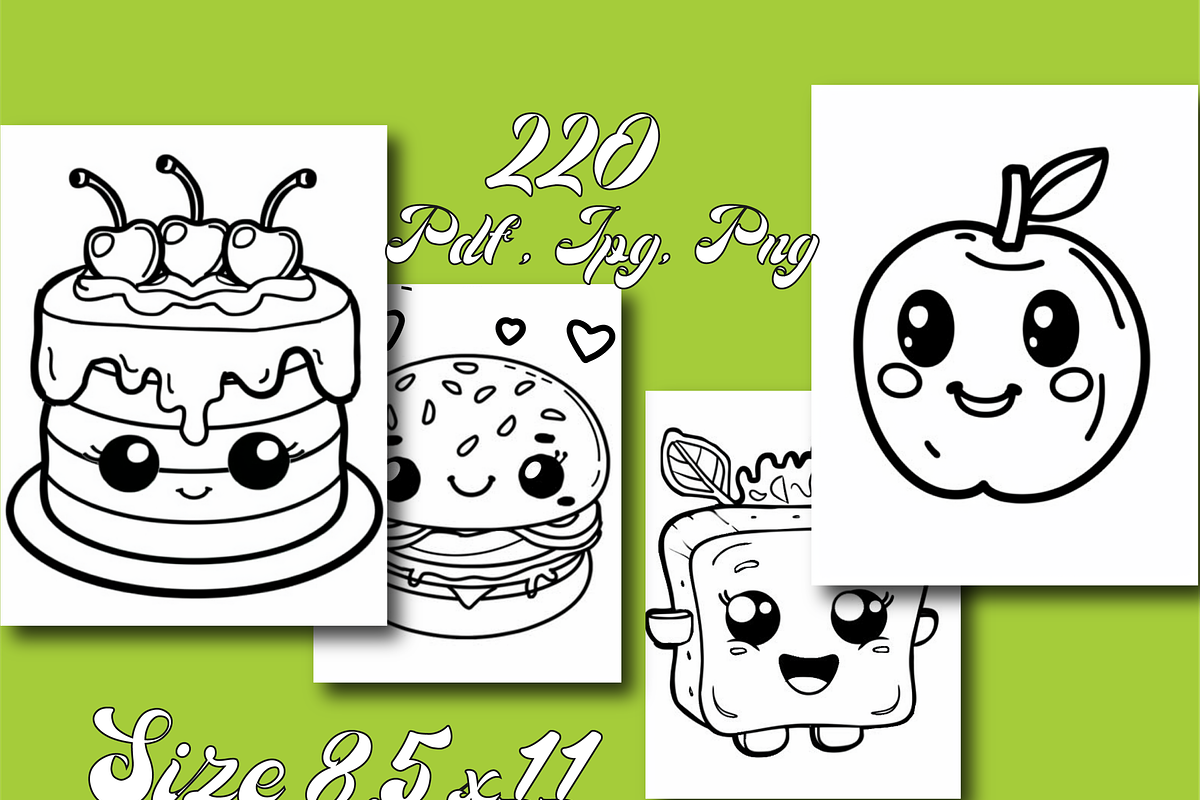 Cute Kawaii Food Coloring Book, an Animal Illustration by Design Zone (Photo 5 of 7)