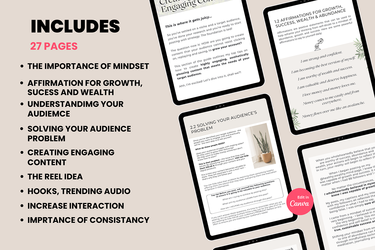 The Quick Instagram Growth Guide MRR, a Social Media Template by Design By Hira (Photo 2 of 9)