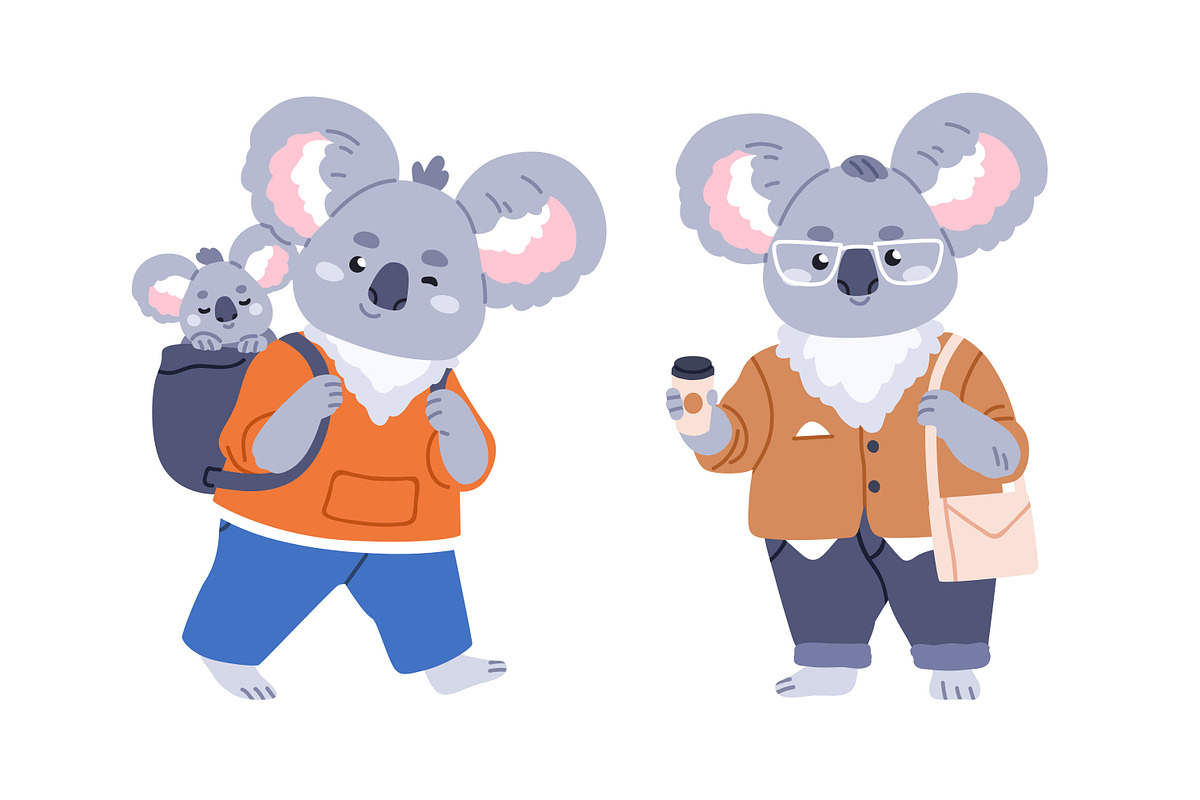 Cute funny koala animals set, an Animal Illustration by Good Studio (Photo 4 of 8)