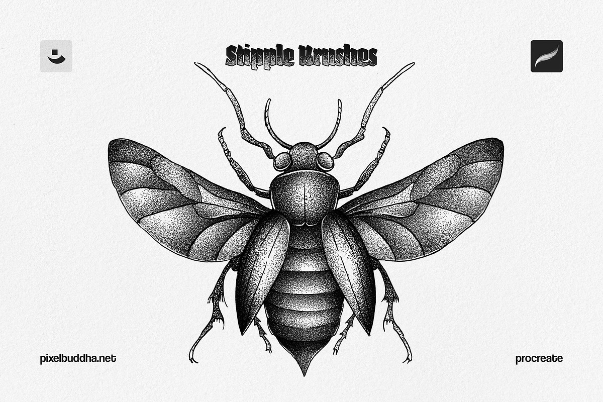 Procreate Stipple Brushes, a Brush Add-On by pixelbuddha.net (Photo 1 of 6)