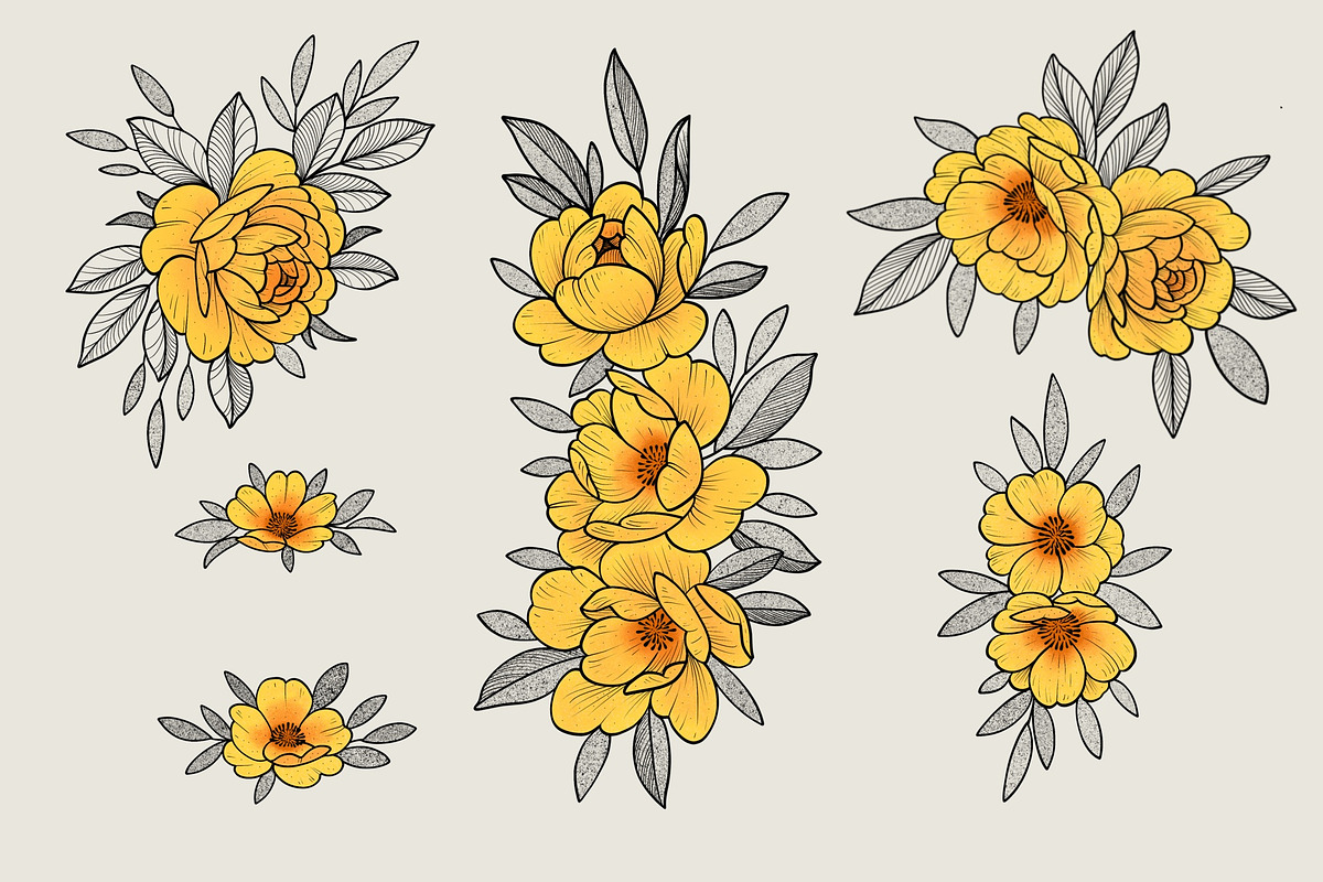 Flower Set “Yellow mood”, an Illustration by Maria Summer (Photo 7 of 9)